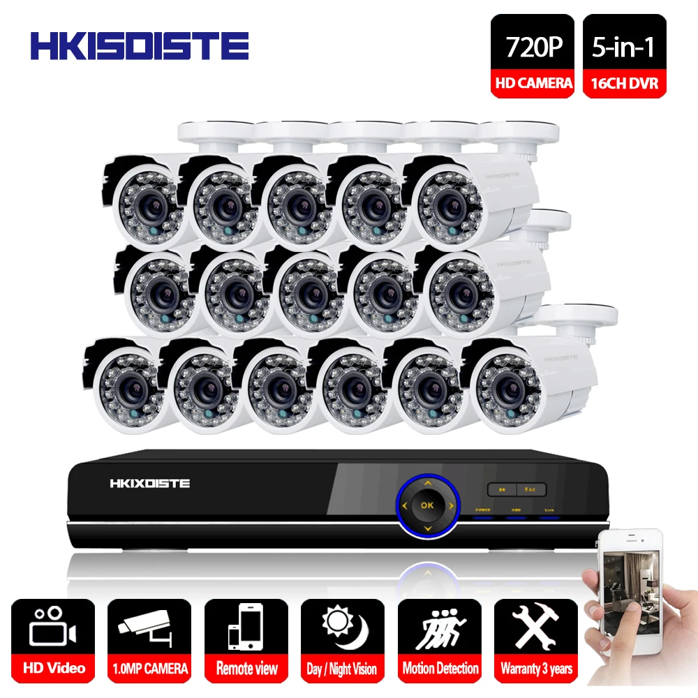 Камера видеонаблюдения водонепроницаемая камера ночного видения 16 каналов DVR 1080P