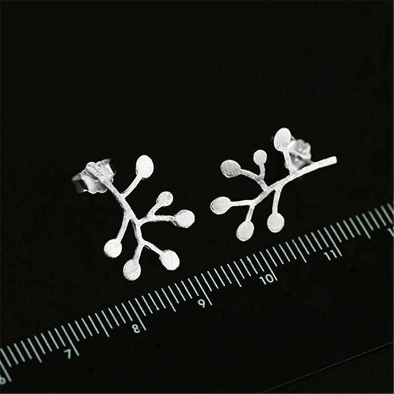 Lotus весело Настоящее стерлингового серебра 925 природных творческий ручной Fine Jewelry жизни филиалы оставляет серьги стержня для женщин brincos