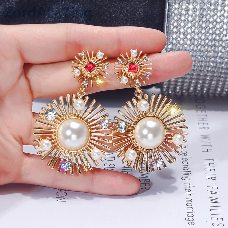 2019 Новая мода S925 Серебряная игла vogue преувеличены pendientes жемчужный металлик