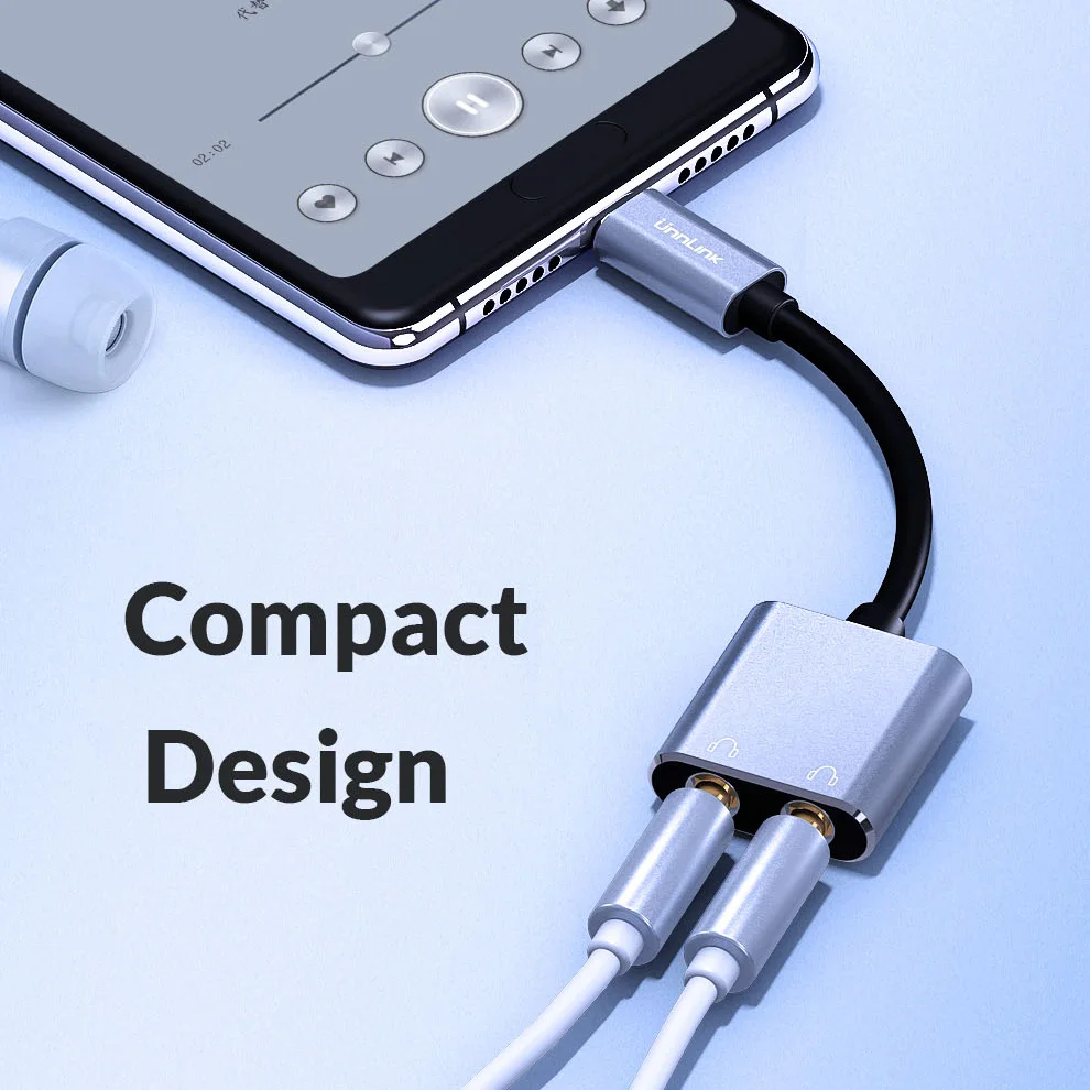 Разветвитель аудио Unnlink USB Type-C адаптер с Type C на 3 5 мм Jack * 2 Наушники-капельки