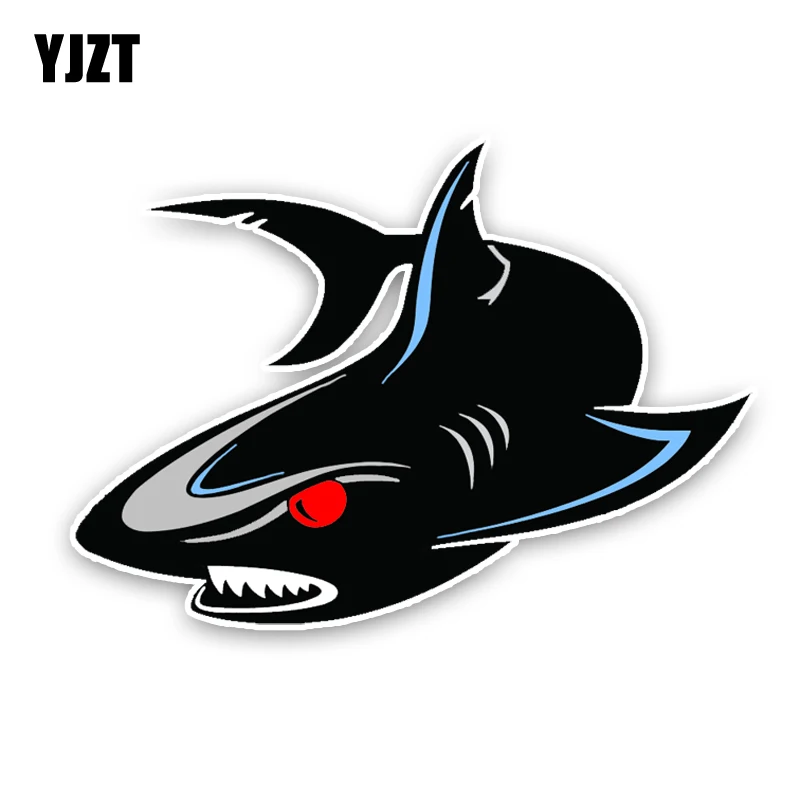 

YJZT 14.8CM10.6CM Lovely Angry Cartoon Shark Colored PVC Car Sticker Decoration C1-5310