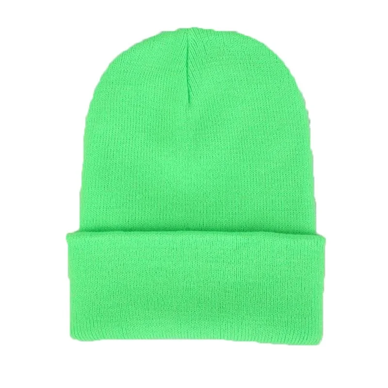 Fluorescent Green 5 шт. DIY Индивидуальный Дизайн Пользовательский логотип осень зима сплошной цвет вязаные шапки Скалли бини для мужчин женщин команда бренд настроить - Цвет: Fluorescent Green