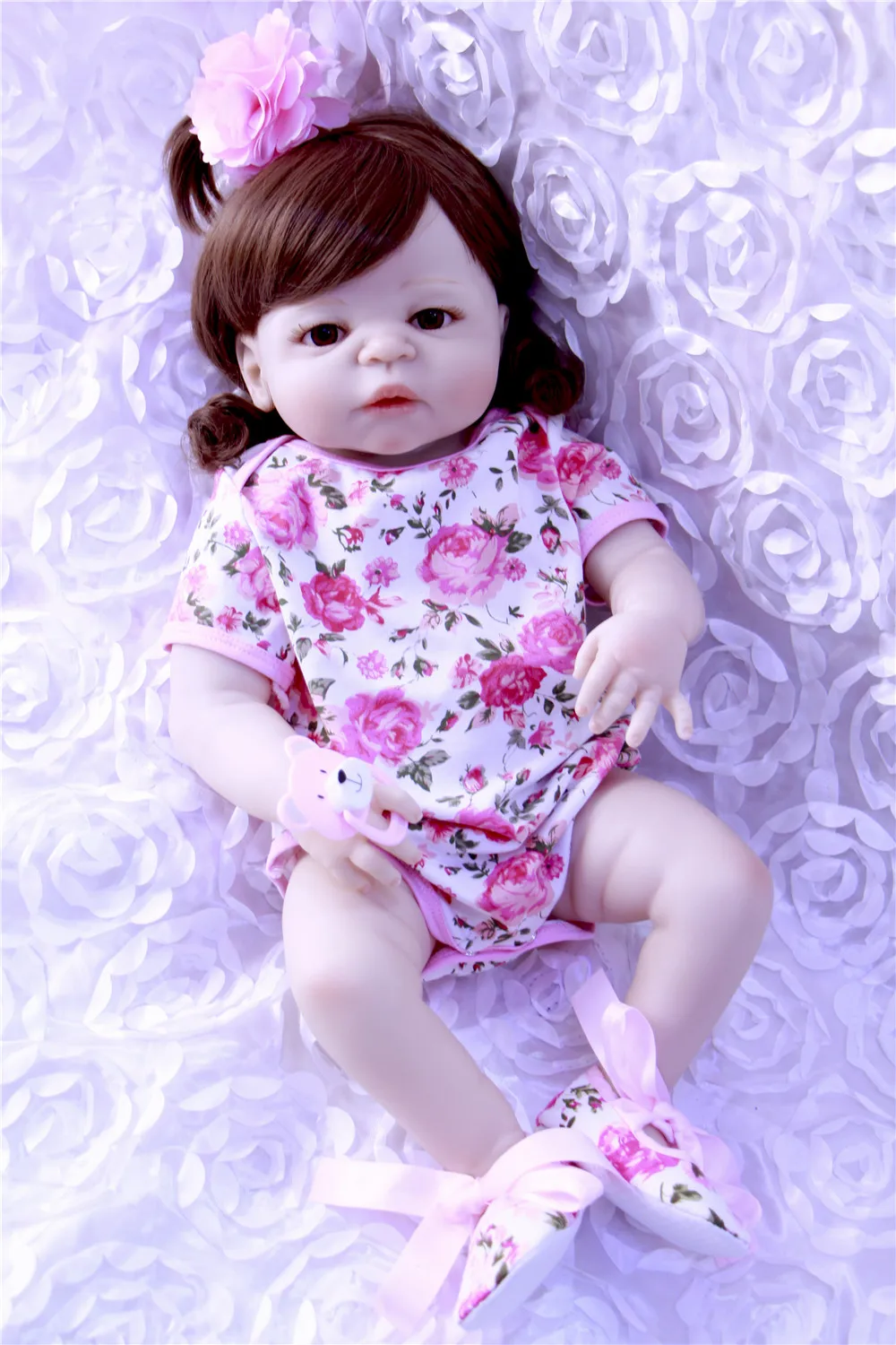 

NPK 57CM Soft Full Silicone Reborn Baby Doll Girl Toys 23inch Lifelike Babies Boneca Fashion Dolls Bebe bonecas Reborn