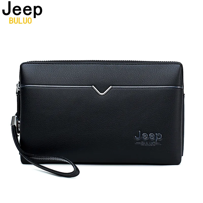 Мужская/женская брендовая сумка клатч jeep buluo коричневая из спилковой кожи