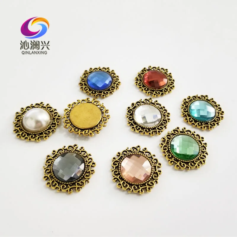 25 мм бронзовый цвет круглая форма искусственные стразы пришивные камни для
