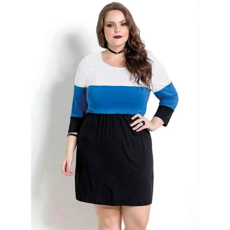 2018 плюс размер платья для женщин 4xl 5xl 6xl с длинным рукавом Миди платье полосатая