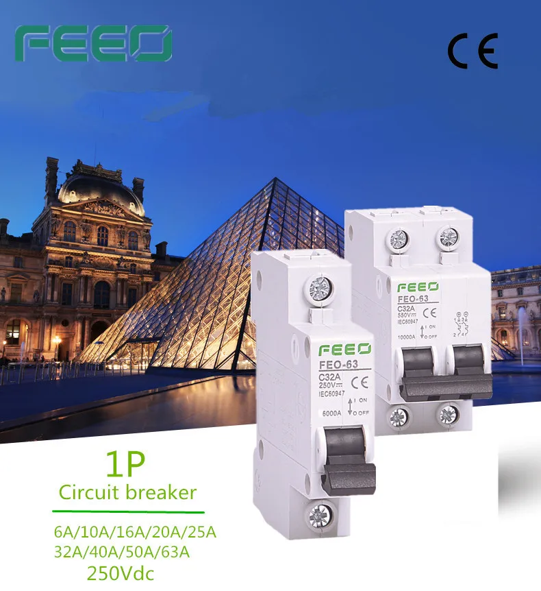 FEEO 4P 6A/10A/16A/20A/25A/32A/40A/50A/63A DC 1000 В Автоматический выключатель MCB солнечной энергии фотоэлектрический