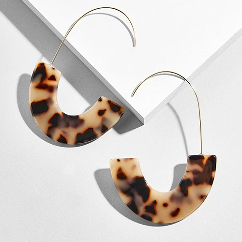 Leopard Новинка, модные разноцветные акриловые сережки с большим крюком в форме леопарда, специальный дизайн, полукруглые серьги-капли из смолы ZA Brincos - Окраска металла: Leopard