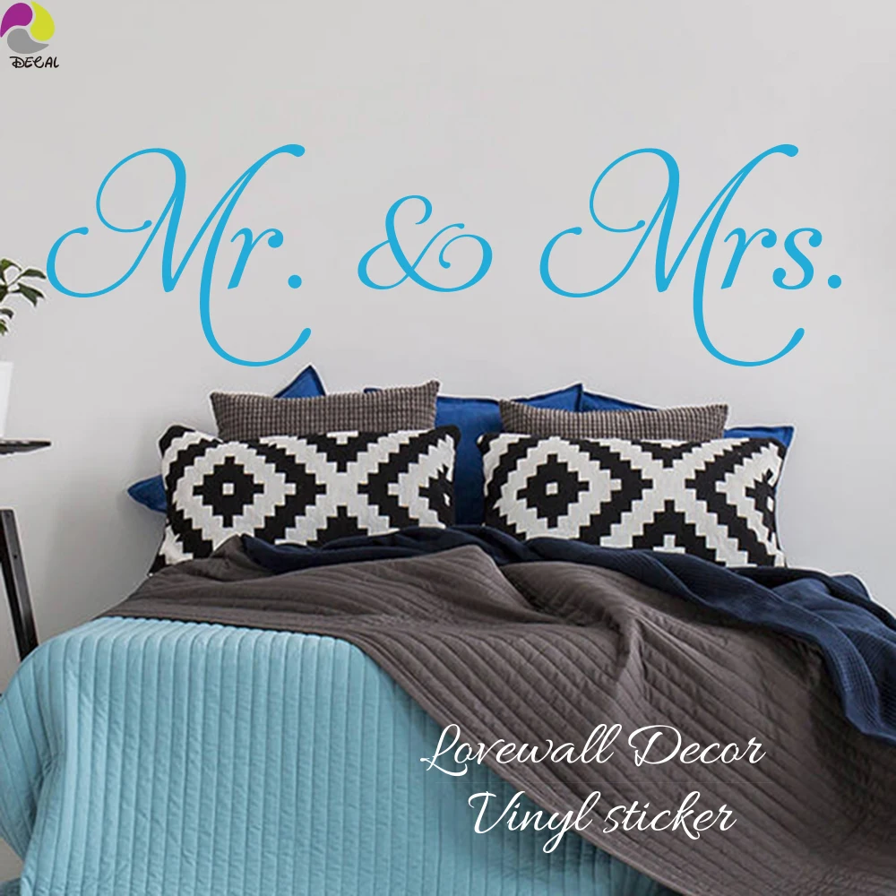 

Mr & Mrs Wall Sticker Bedroom Sofa Wedding Room Party Love Quote Wall Decal Family Vinyl Home Decoration Art Mural