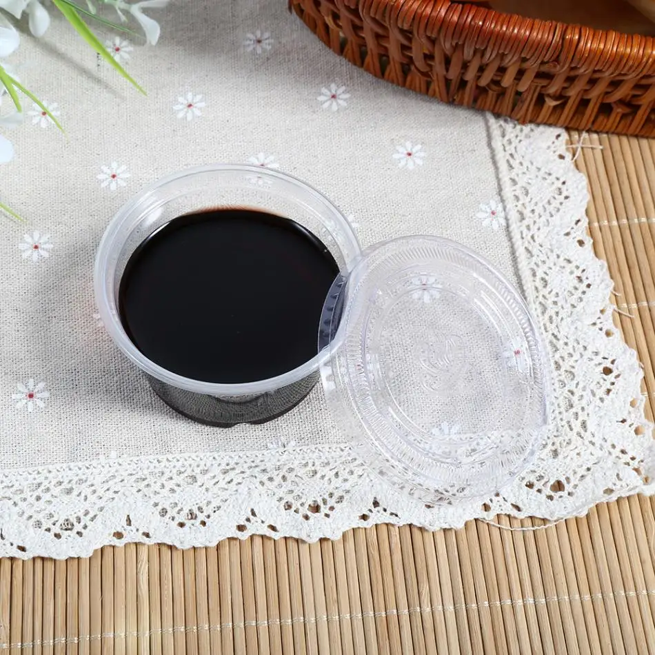 Соус Chutney чашки одноразовые пластиковые прозрачный соус Chutney чашки коробки с крышкой еда на вынос аксессуары 50 шт