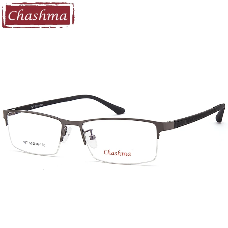 Серый Chashma бренд Мужская модная рамка для очков Легкий вес сплава TR 90 очки в оправе-половинке для мужчин - Цвет оправы: Серый