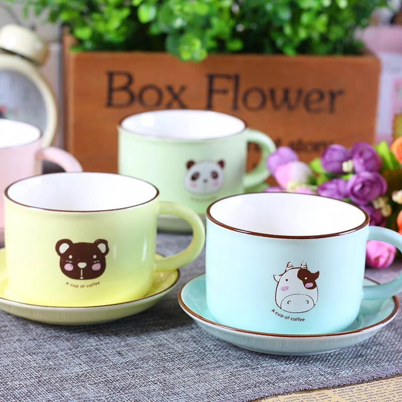 Мультяшная Милая кружка для молока с животным рисунком милая керамическая