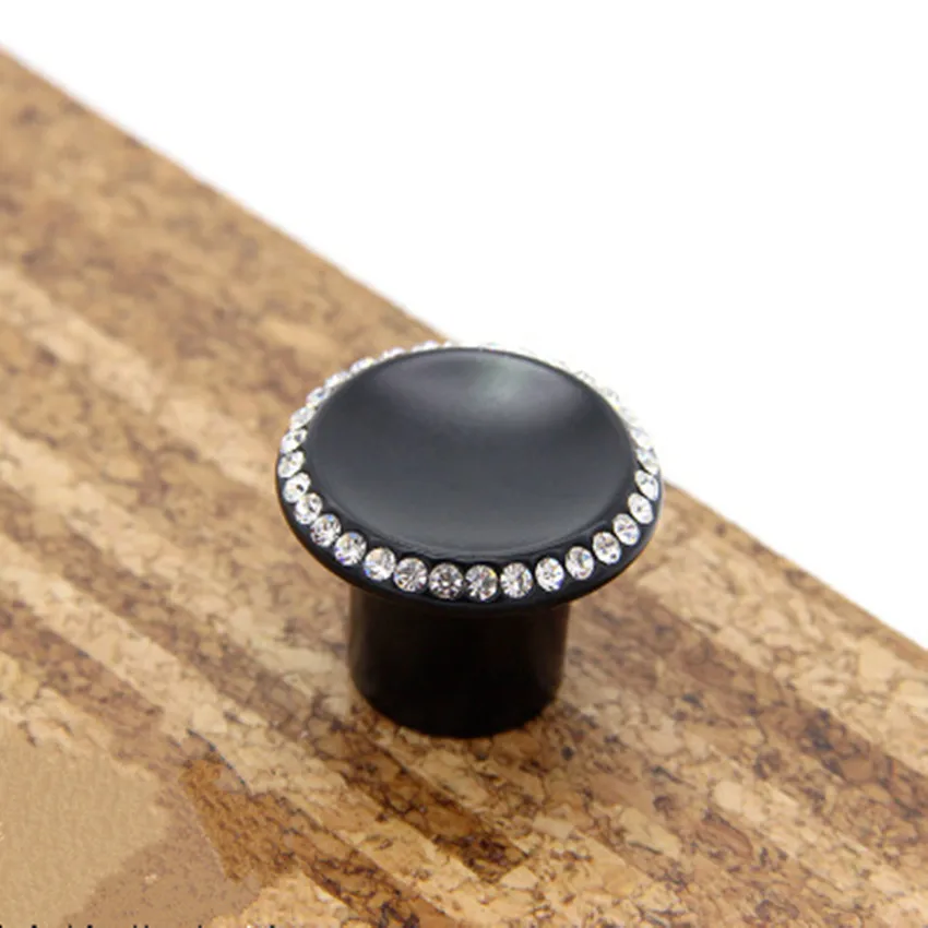 26mm knobs black Мода Делюкс Одежда высшего качества K9 с украшением в виде кристаллов мебель для вилл ручки цвет серебристый, золотой черный шкаф винный шкаф комод подставка под телевизор ручки - Цвет: 26mm knobs black