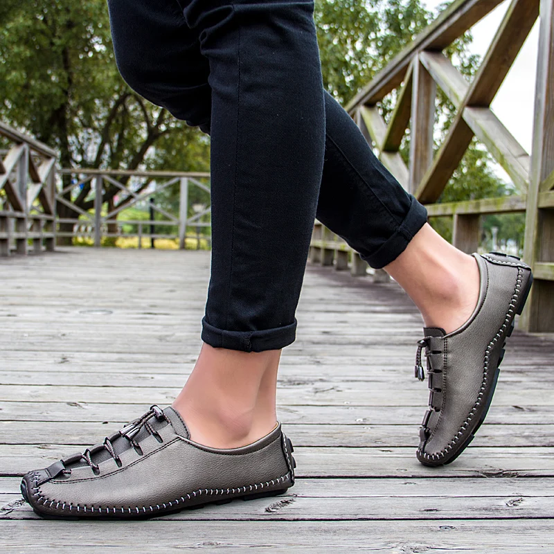 Мокасины мужские из натуральной кожи мягкие лоферы удобная обувь для вождения