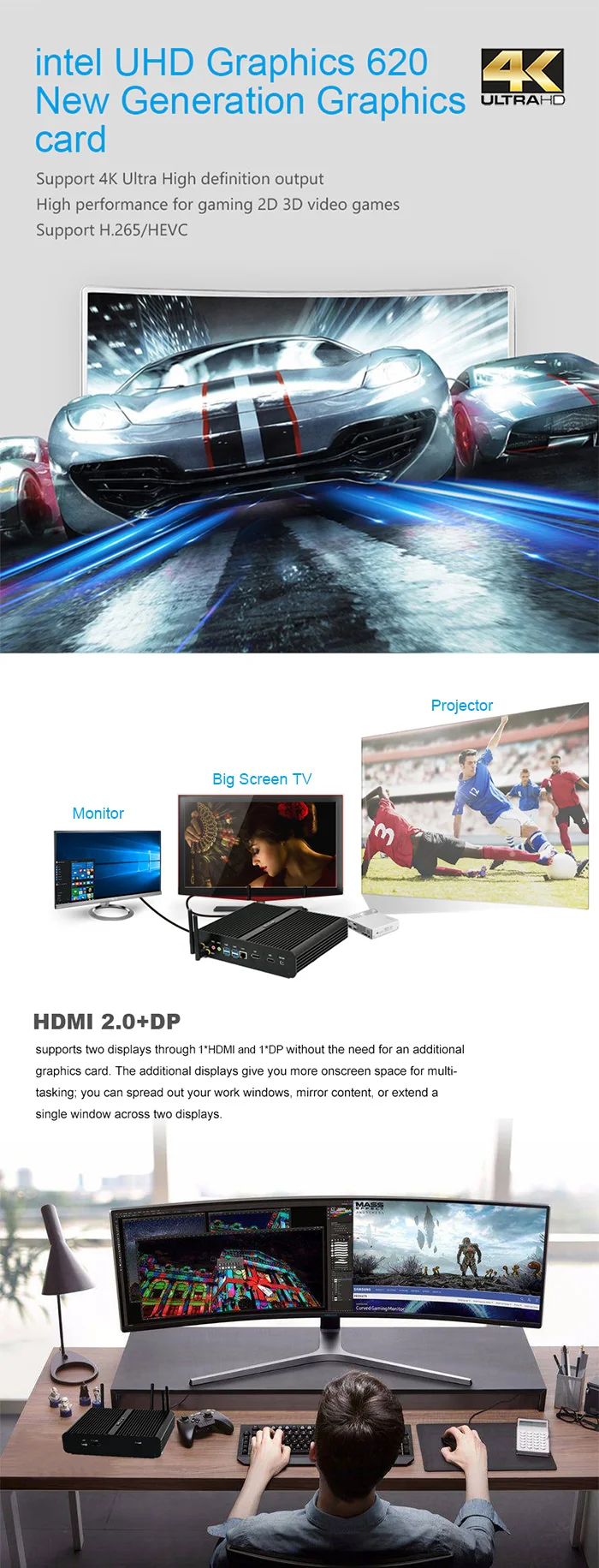 DDR4 32 ГБ ОЗУ Мини ПК Intel Core i7 7500U безвентиляторный ПК Core i7 8550U HTPC wifi HDMI DP Linux Ubuntu Win 10 pro Miro компьютер