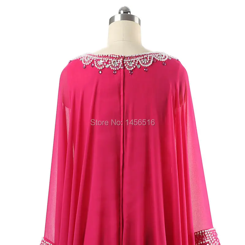 

A line Beaded Chiffon Long sleeve 2020 vestido de festa Latest Exquisite Arabic Real Photos Evening dresses for Muslim Women