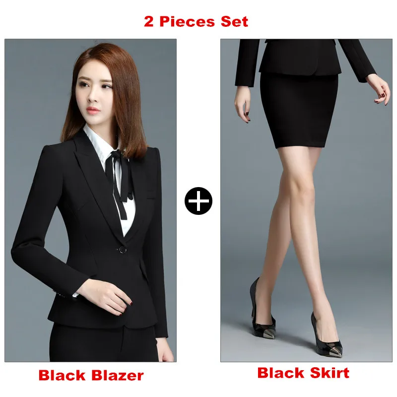 Fmasuth осень офисная одежда Униформа черная юбка костюм длинный рукав OL Блейзер