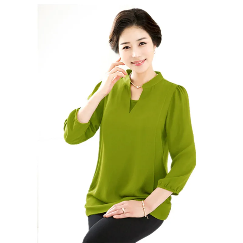 Женская шифоновая блузка с V образным вырезом большого размера|v-neck chiffon blouse|chiffon