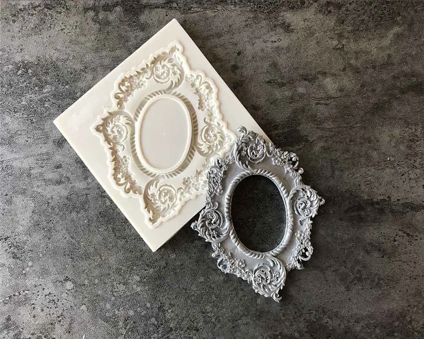 DIY силиконовая форма для выпечки, форма для украшения торта, Ретро рамка, форма для шоколадного мыла, трафареты для торта, кухонные инструменты для сахарного ремесла