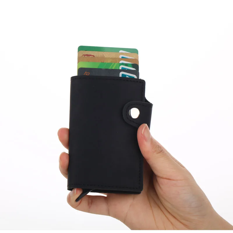 Weduoduo металлический мужской держатель для Карт RFID алюминиевый кредитный держатель для карт с блокировкой RFID из искусственной кожи мини волшебный кошелек