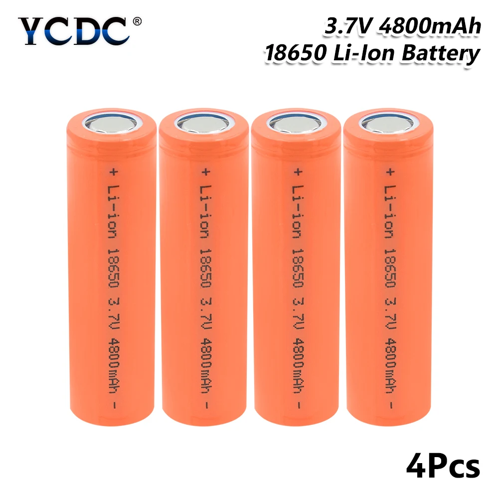 4 PCS 18650 Батарея 3,7 V 4800mAh литий-ионная литиевая аккумуляторная батарея с высоким разрядом большой ток батарея для фонарика фонарь - Цвет: 4 PCS