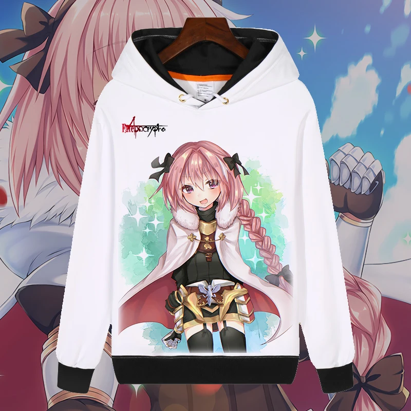 Модные толстовки с капюшоном с рисунком из аниме Fate/Апокриф Astolfo Жанны д 'Арк Косплэй Белый свитшот осень унисекс с капюшоном пуловеры, пальто, топы