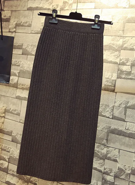 light grey Neploe, трикотажная однотонная простая юбка с разрезом,, весна-осень, элегантная женская юбка с эластичной резинкой на талии, модная, OL, прямая, Jupe 69680 - Цвет: light grey