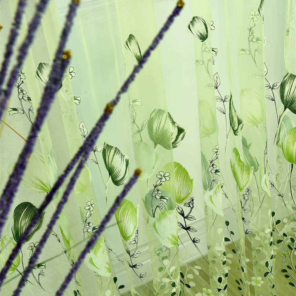 Тюльпан цветок пряжа прозрачная оконная занавеска бусины кисточка дверной шарф