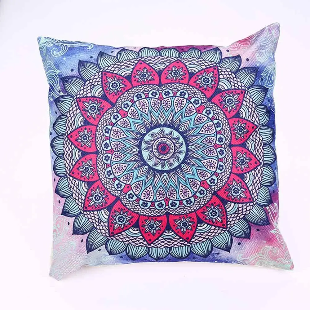 Mandala Print 1 Цветочный узор в виде мандалы, синяя наволочка для подушки, полиэстер, автомобильный декор, богемное искусство, украшение для дома, наволочка для дивана - Цвет: Mandala Print 1