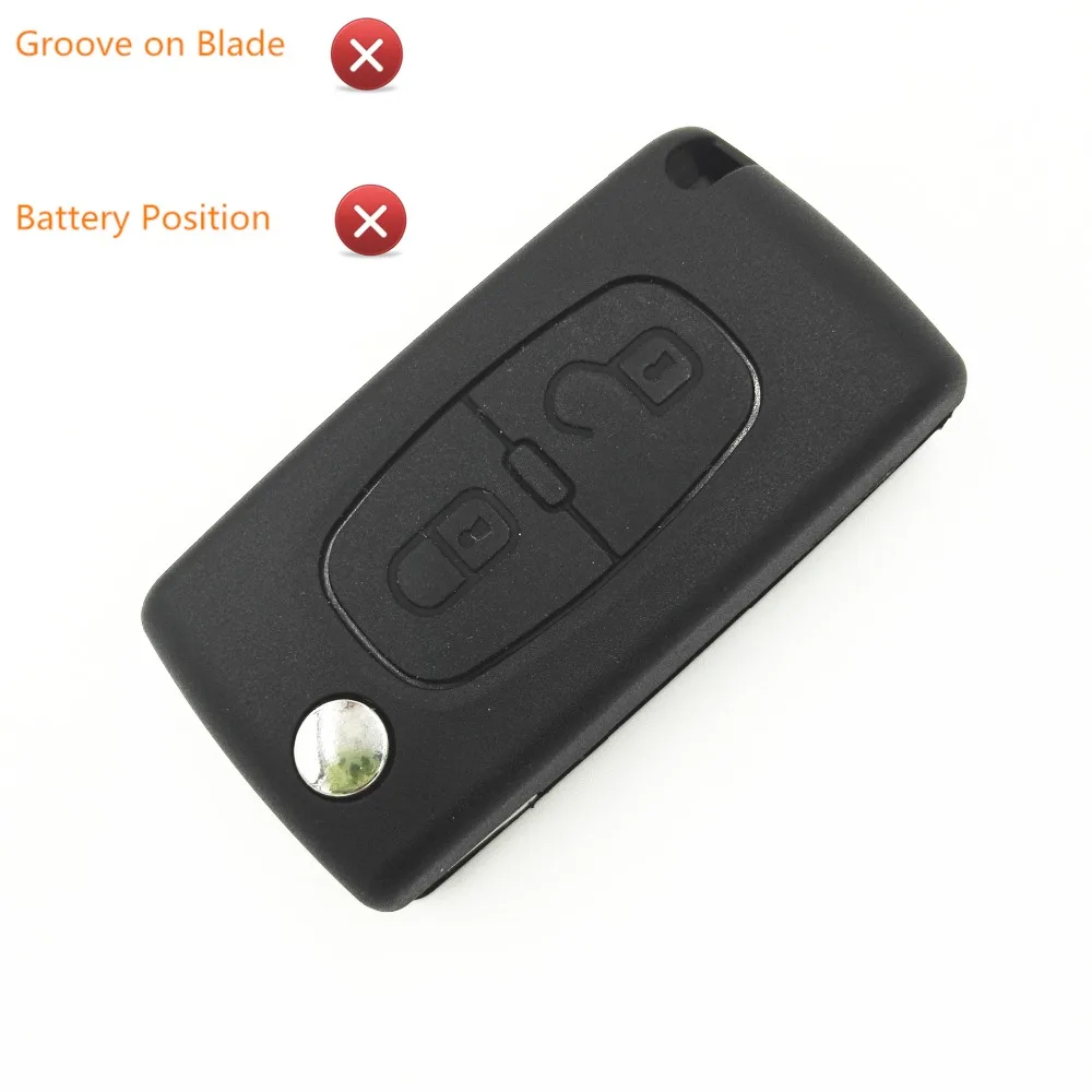 

Car Covers 2 Buttons Flip Folding Key Case Blank Shell No Groove on Blade No Battery Place For PSA Citroen C4 c4l c3 c2 c5