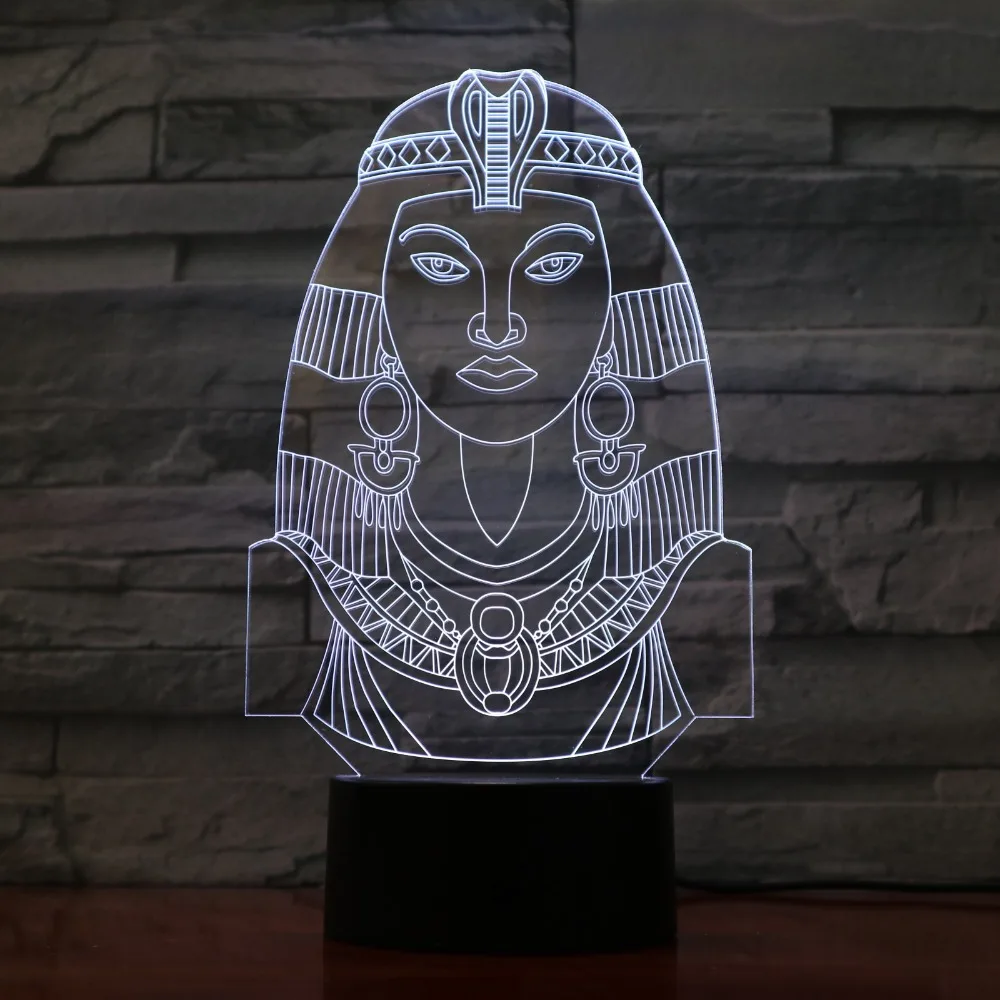 

Novelty 7 Colors Changing Nightlight Egypt Cleopatra Atmosphere Light 3D Mood Touch Lamp Home Decor 3D-1179