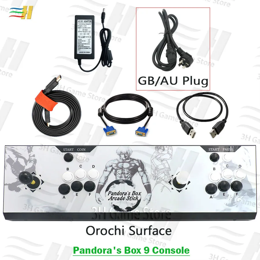 PB9 Orochi GB plug 2 игрока Pandora Box 9 железная консоль встроенный в 1500 В 1 аркадная игра подключи и играй usb джойстик для ПК ps3 pandora's 5S 6s 7 - Цвет: PB9 Orochi GB plug