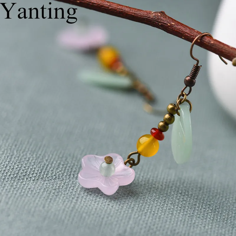 Женские серьги Yanting в виде цветка Листьев свисающие для женщин и девушек новые