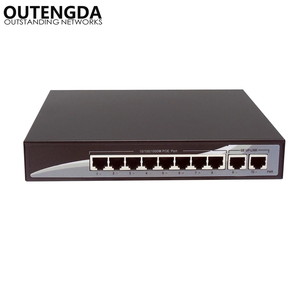 10-портовый полный гигабитный высокомощный сетевой Ethernet-коммутатор 802.af/ at
