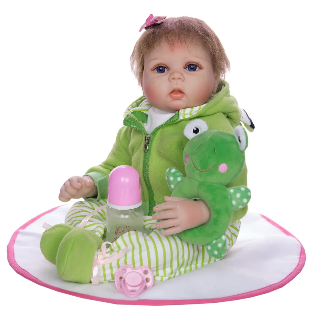 Reborn Baby Dolls 50 55 см мягкий силикон зеленая лягушка мягкая ткань Новорожденные