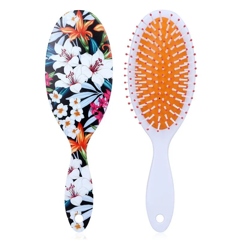 Модные женские волосы массажный гребень для кожи головы растительные Цветы