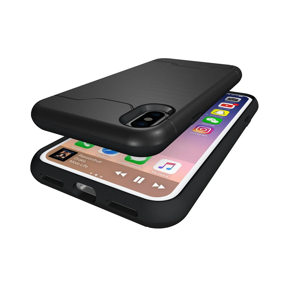 Novpeak New Arrival For iphone X Shockproof cover for iPhone Kickstand Armor Phone Bag Cases 10 Card Holder | Мобильные телефоны и