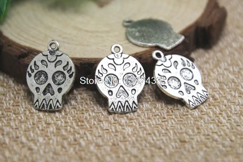 Мексиканский сахар Череп фотография серебряный цвет 22x16 мм 20 шт.|charm pendant|skull charm