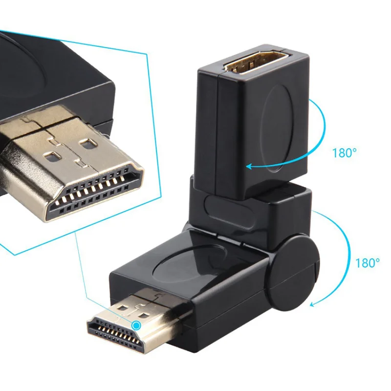 Mini HDMI 1,4 Угловой Тип HDMI штекер и гнездо Plug and Play 90 180 360 градусов вращающийся адаптер поддерживает 720n 720p 1080i 1080p