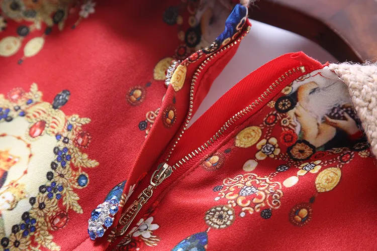 AELESEEN, дизайнерские женские платья,, высокое качество, роскошная мода, короткий рукав, принт, красный/черный, принт и вышивка, лоскутное платье