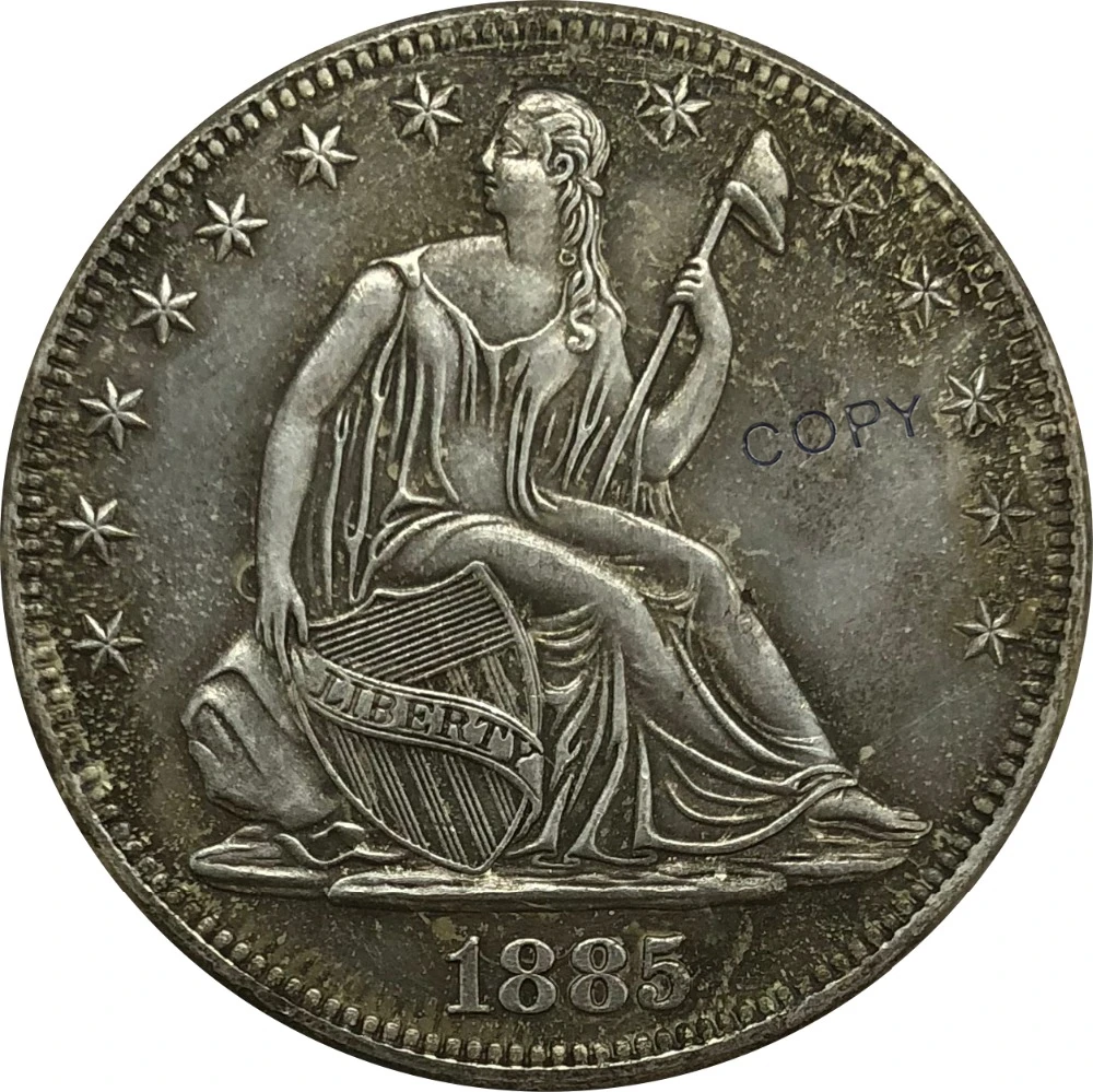 

1885 США половина доллара кюпроникль Посеребренная КОПИЯ монета