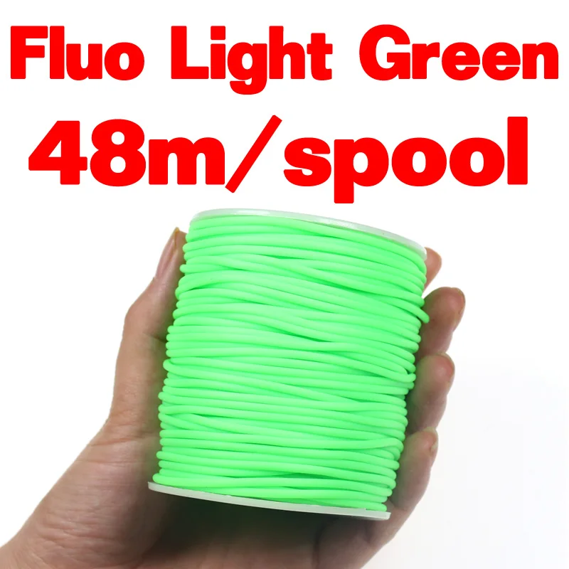 Fluo Light Green 48m Bimoo 48 м/катушка упругая тонкая пленка силиконовые установки трубка рукав для Скад креветок Нимфа Летающая кожа Рыбалка Сабики мухобойка материал - Цвет: Fluo Light Green 48m