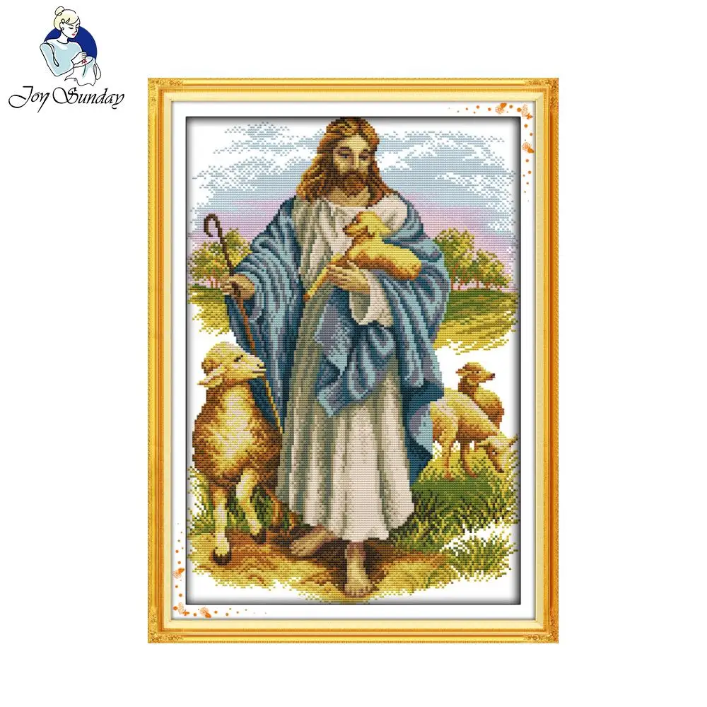 

Joy Sunday Jesus and Sheep Counted Cross Stitch 11CT14CT Print Cross Stitch Sets Chinese Cross-stitch Kits Embroidery Needlework
