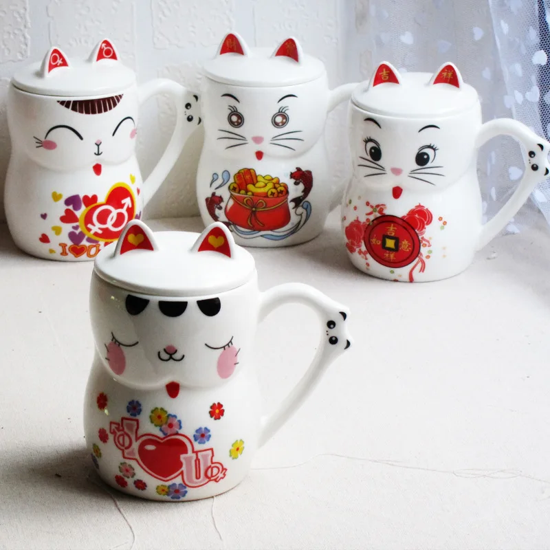 1 шт. ZAKKA Керамика Кружка Кот мультфильм кофе молоко кружка с крышкой чашка для