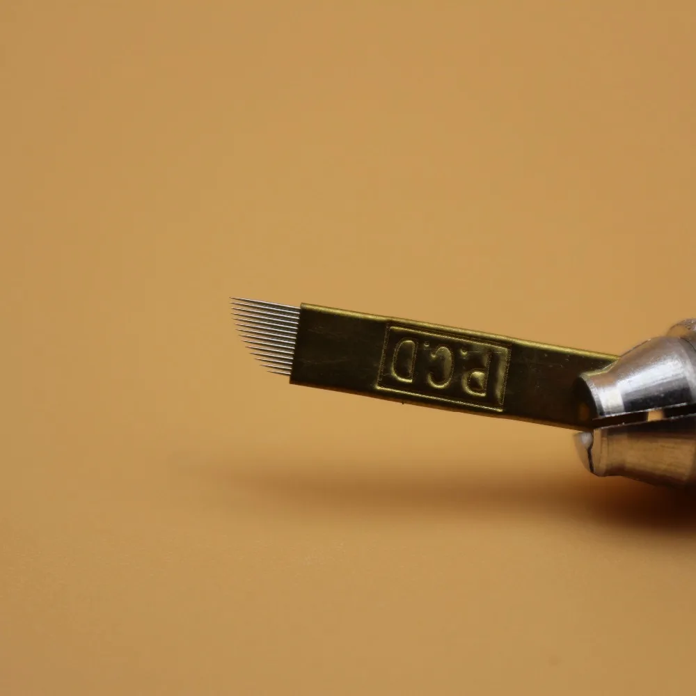 100 шт. PCD Coper 14Pin ручные иглы для татуажа бровей микроблейдинг лезвие 3D вышивки
