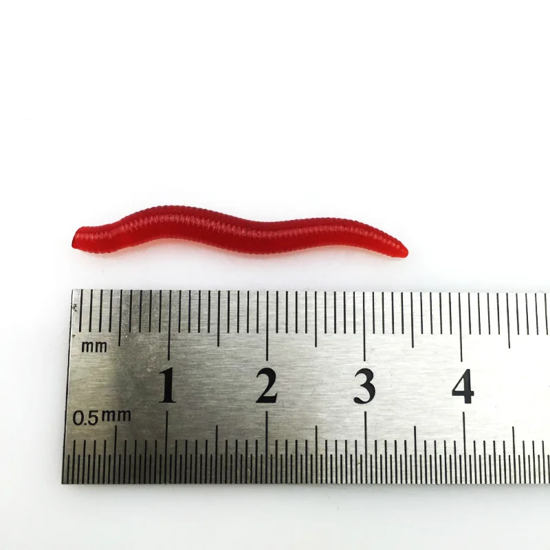 50 or 100Pcs Shrimp Fishy Smell Silicone Red Worm Soft Bait 38mm Simulation Earthworm Artificial Lifelike Bass Carp Fishing Lure
