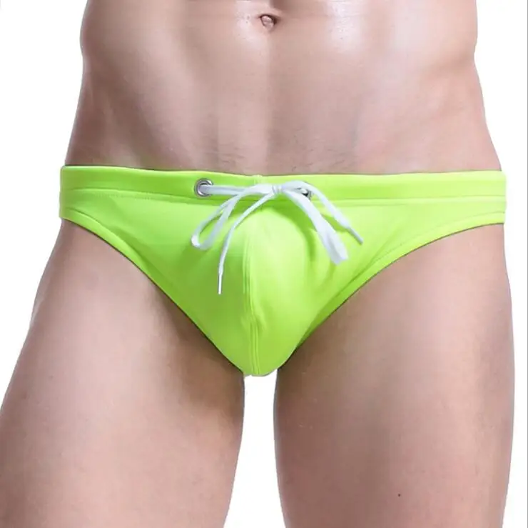 Fluorescent green Новинка, 8 цветов, низкая посадка, одноцветная Мужская одежда для плавания, короткие сексуальные плавки, плавки для плавания, шорты для купания, Sunga, пляжные,, 085 - Цвет: Fluorescent green