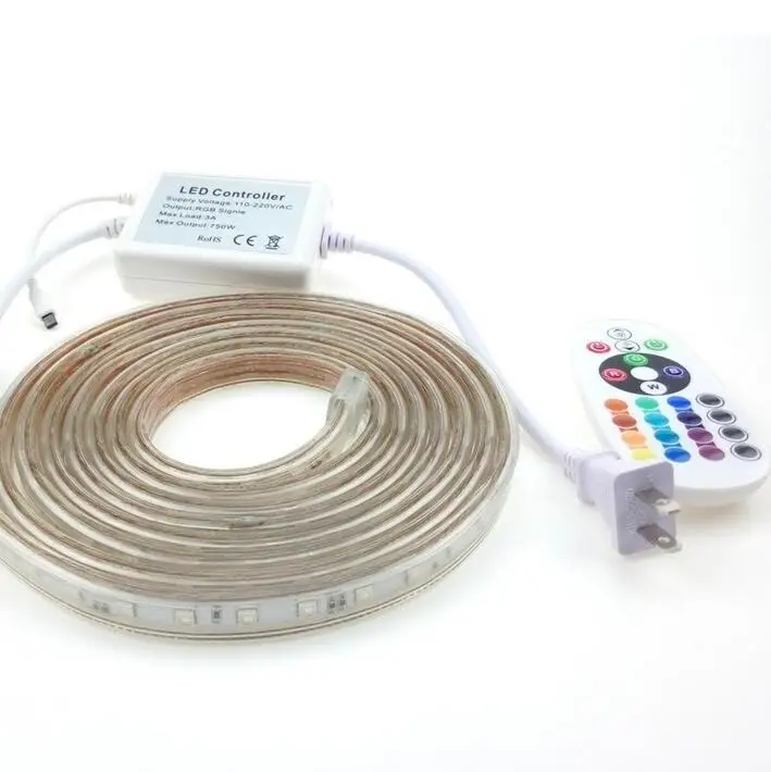 Светодиодная лента 5050 RGB 110 В 220 в 60 светодиодов/м IP65 водонепроницаемая