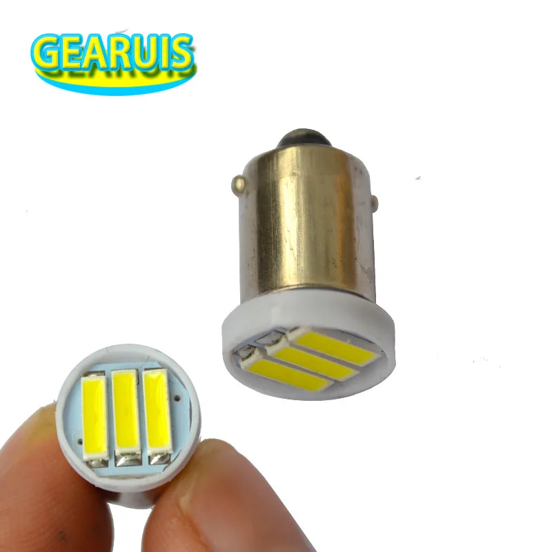 100 шт. BA9S светодиодный 3 SMD 7020 3SMD 7014 LED T4W 1895 лампы с клиновидным цоколем холодного