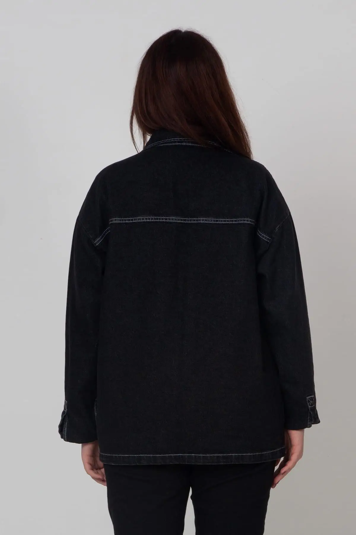 Sans Textile женская черная джинсовая ткань с карманами Ceket 65N11076 | Куртки